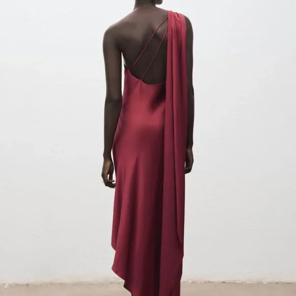 Mango Asymmetrical Satin Scarf Dress - Picture 2 of 4